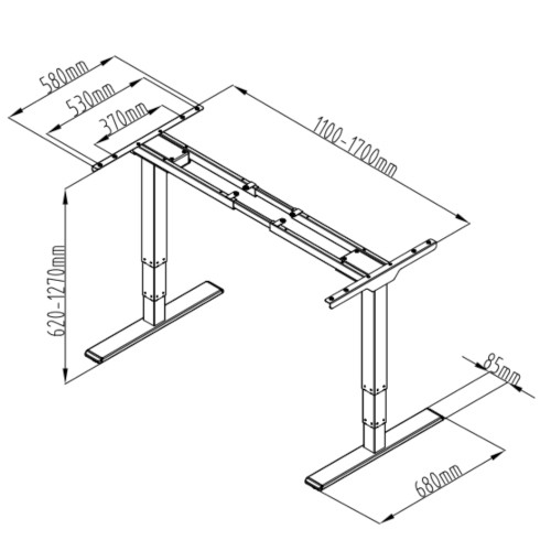 Höhenverstellbarer Schreibtisch Liftor Vision Schwarz